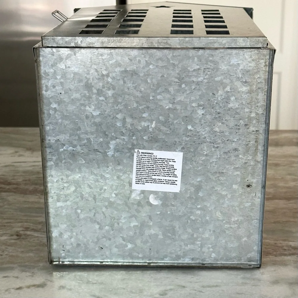 Large Holiday Galvanized Metal Luminary House / Christmas Village Lantern